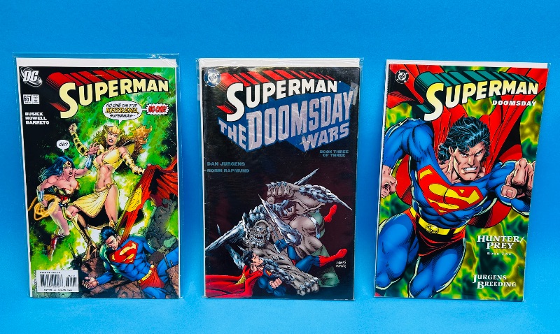 Photo 1 of 165505…3 Superman comics in plastic sleeves 
