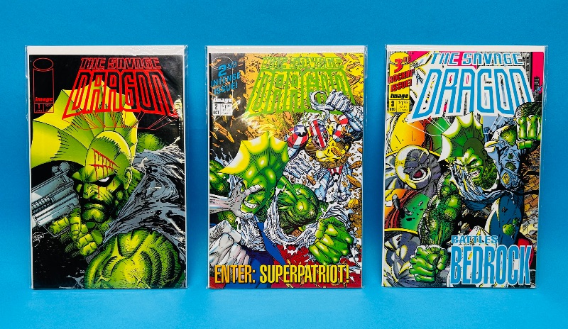 Photo 1 of 165512…savage dragon #1-3 comics in plastic sleeves 