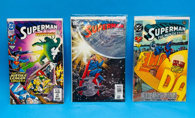 Photo 1 of 165516…3 Superman comics in plastic sleeves 