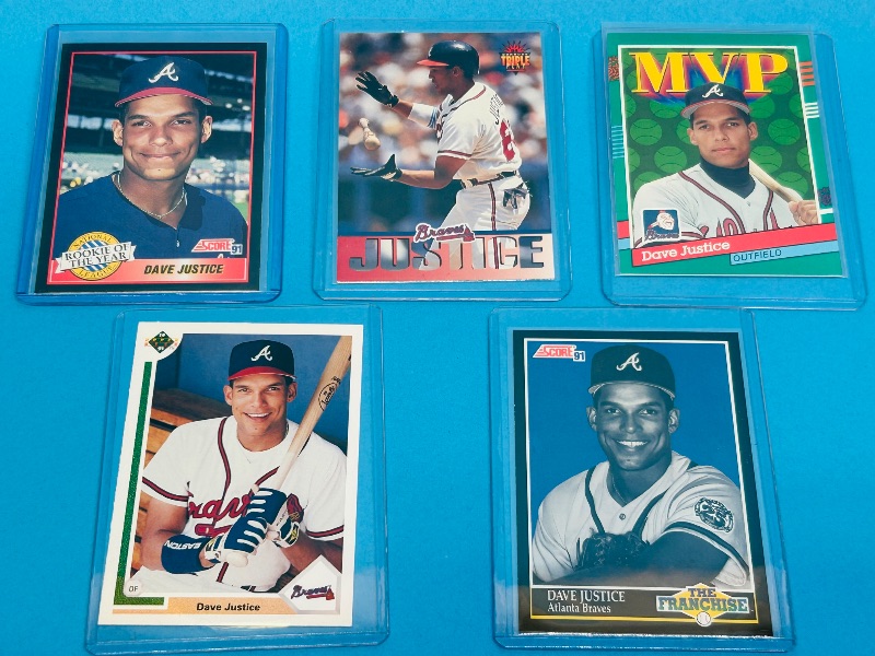Photo 1 of 165522…5 Dave Justice  cards in hard plastic sleeves 