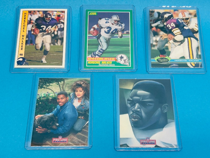 Photo 1 of 165524…5 Herschel Walker  cards in hard plastic sleeves 