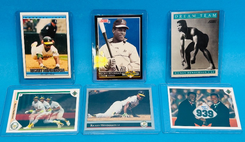 Photo 1 of 165525…6 Rickey Henderson  cards in hard plastic sleeves 