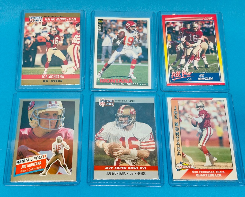 Photo 1 of 165526…6 Joe Montana  cards in hard plastic sleeves 