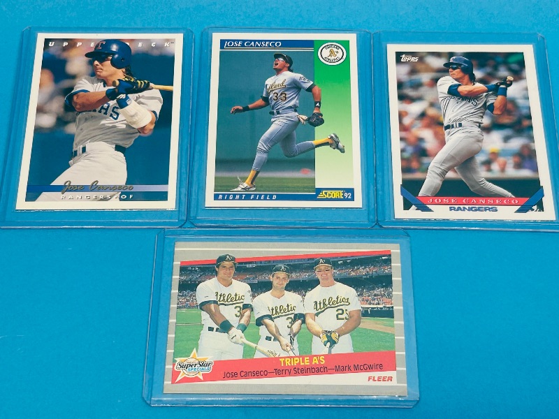 Photo 1 of 165529…4 Jose Canseco  cards in hard plastic sleeves 