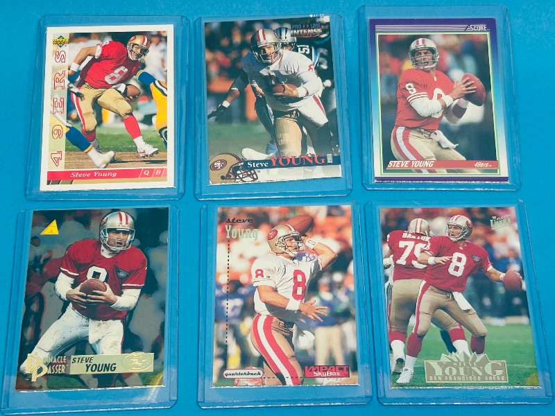 Photo 1 of 165530…6 Steve Young  cards in hard plastic sleeves 