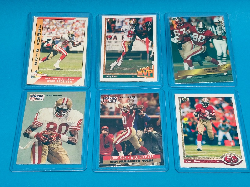 Photo 1 of 165535…6 Jerry Rice  cards in hard plastic sleeves 