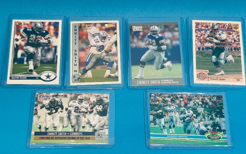 Photo 1 of 165536…6 Emmitt Smith  cards in hard plastic sleeves 