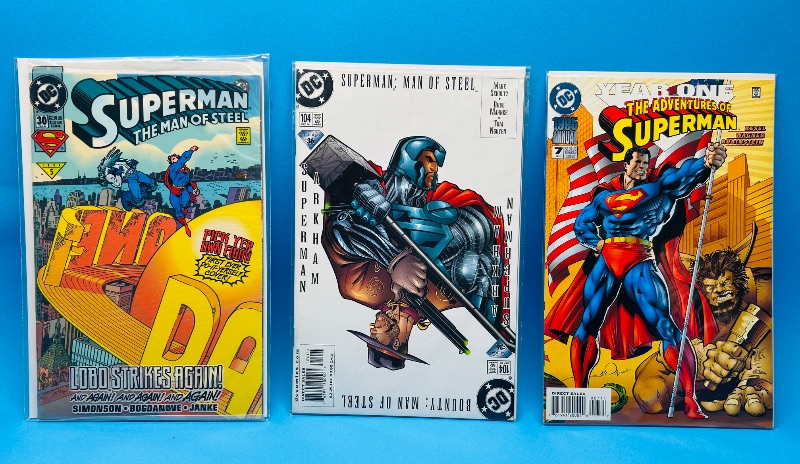 Photo 1 of 165579…3 Superman  comics in plastic sleeves 