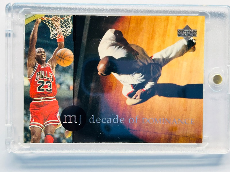 Photo 1 of 165582…Michael Jordan decade of dominance card 90 in hard plastic case