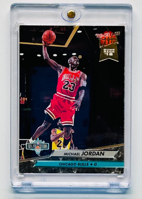 Photo 1 of 165625…Michael Jordan card 216 in hard plastic case