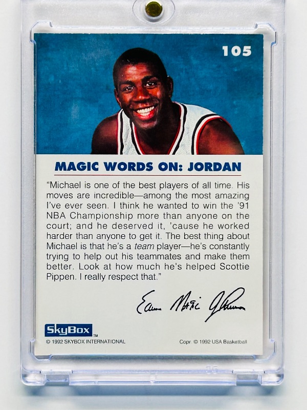 Photo 1 of 165626…Magic on Jordan card 105 in hard plastic case