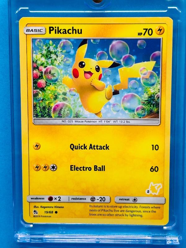 Photo 1 of 165638…Pikachu Pokémon card in hard plastic case
