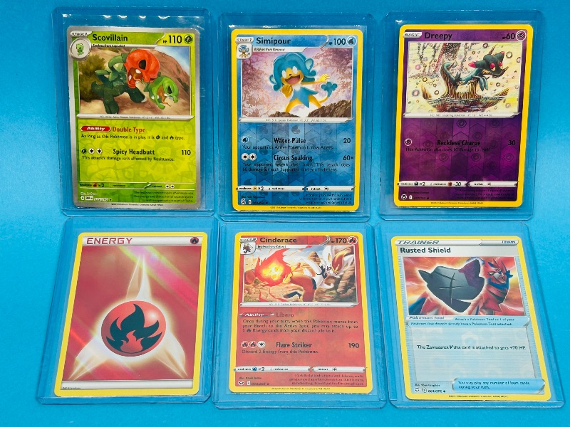 Photo 1 of 165641… 6 reverse holo Pokémon card in hard plastic sleeves 
