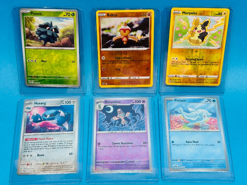 Photo 1 of 165643… 6 reverse holo Pokémon card in hard plastic sleeves 