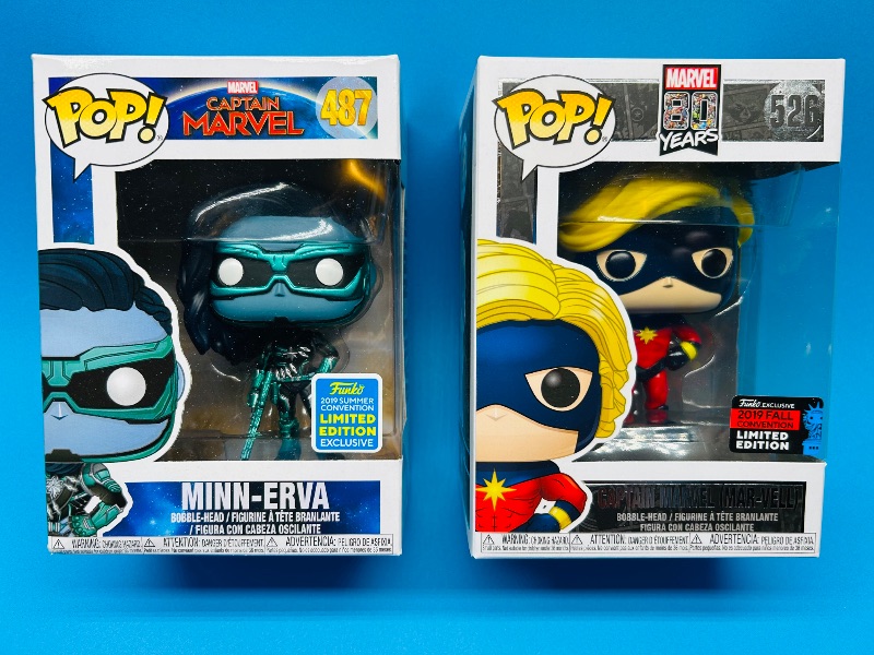 Photo 1 of 165647… 2 Funko pop Marvel bobblehead figures 
