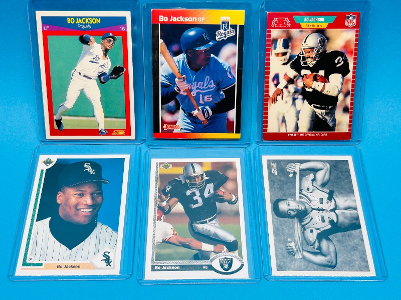 Photo 1 of 165650… 6 Bo Jackson cards in hard plastic sleeves 