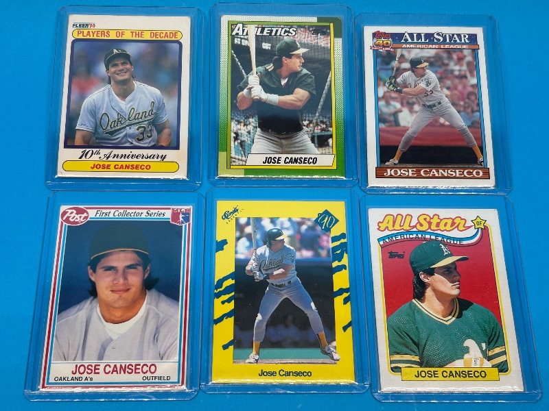 Photo 1 of 165661…6 Jose Canseco cards in hard plastic sleeves 