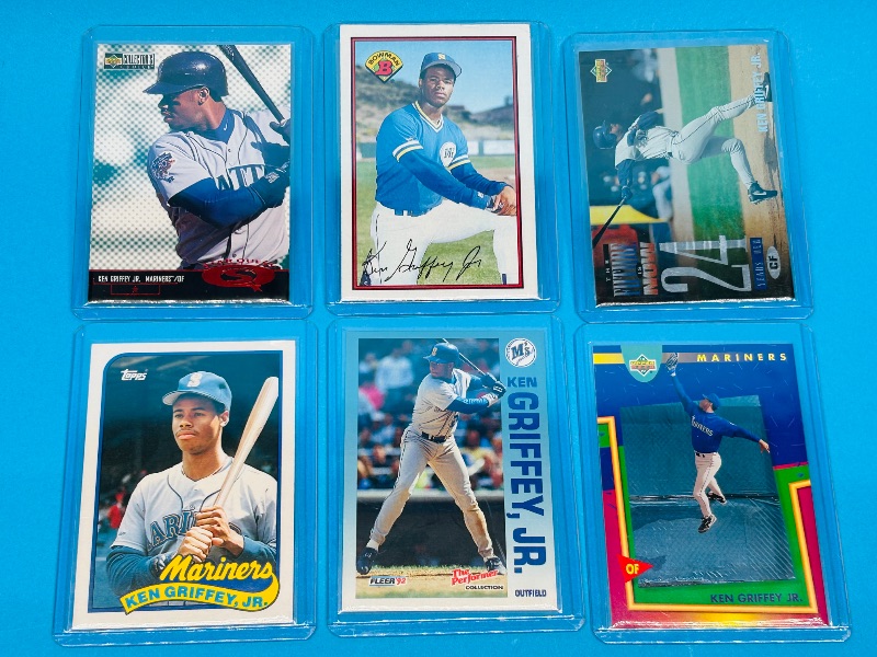 Photo 1 of 165662…6 Ken Griffey jr. cards in hard plastic sleeves
