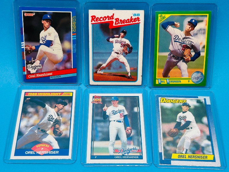 Photo 1 of 165664…6 Orel Hershiser cards in hard plastic sleeves 