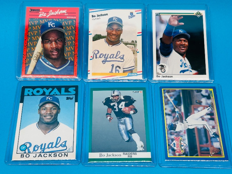 Photo 1 of 165667…6 Bo Jackson cards in hard plastic sleeves 