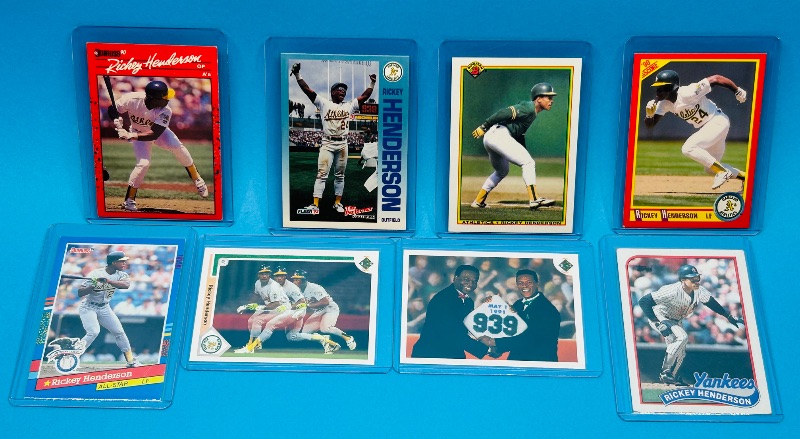 Photo 1 of 165675…8 Rickey Henderson  cards in hard plastic sleeves 