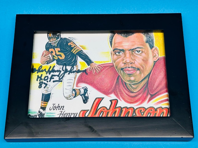 Photo 1 of 165689…autographed John Henry Johnson framed card with COA on back 