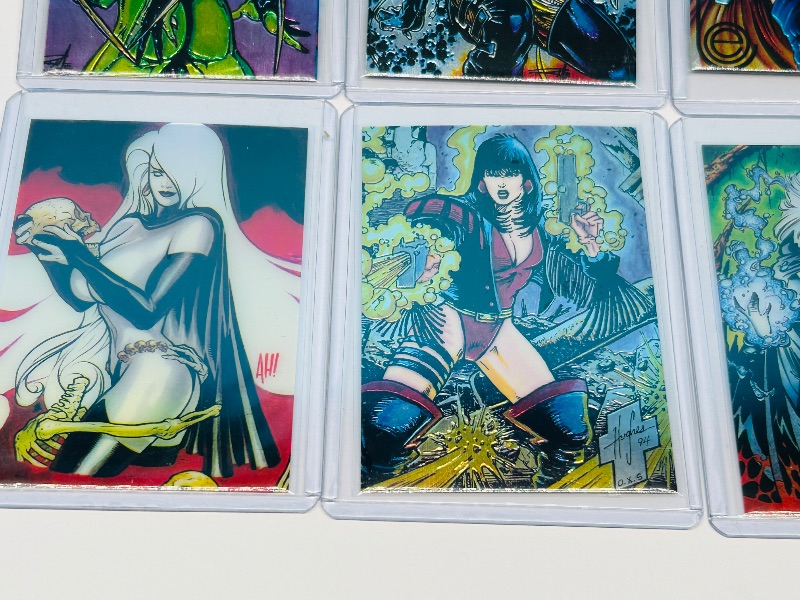 Photo 1 of 165695…8 chromium Lady Death cards in hard plastic sleeves
