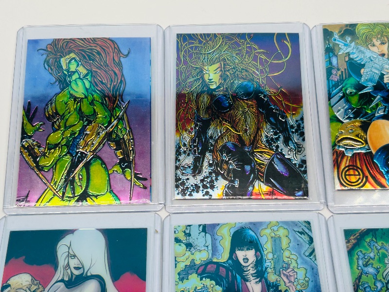 Photo 1 of 165695…8 chromium Lady Death cards in hard plastic sleeves