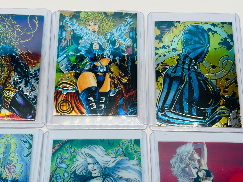 Photo 1 of 165695…8 chromium Lady Death cards in hard plastic sleeves