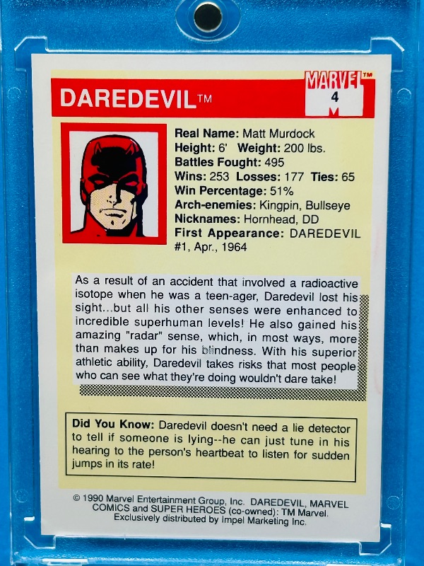 Photo 1 of 165697…marvel Daredevil card 4 in hard plastic case