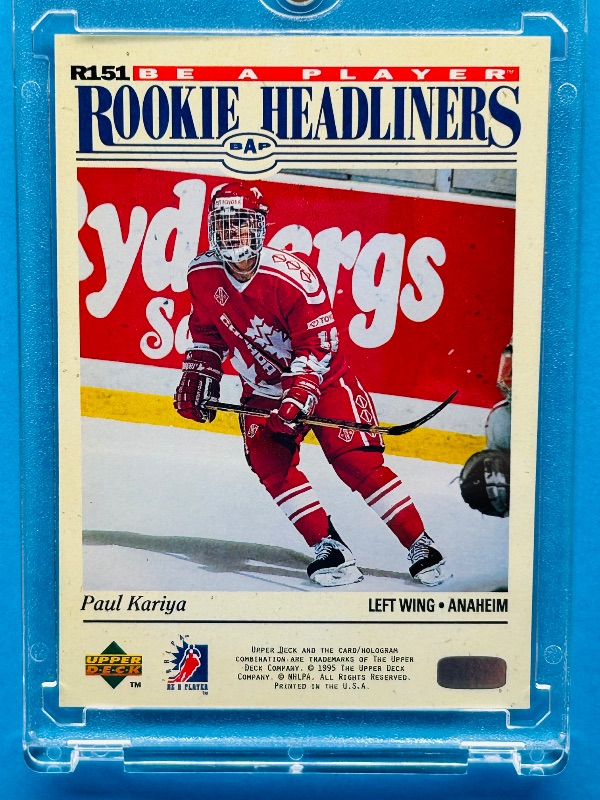 Photo 1 of 165700…Rookie Paul Kariya card  in hard plastic case