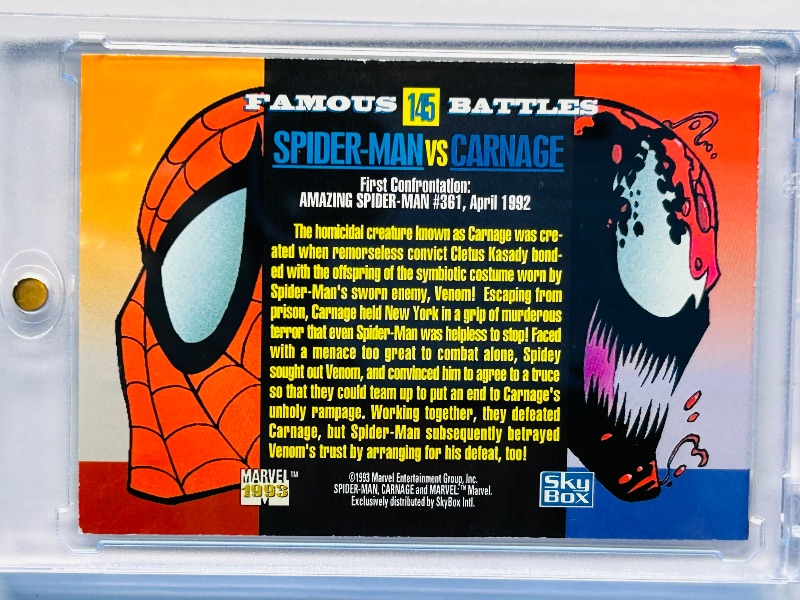 Photo 1 of 165702…Spider-Man vs. Carnage card 145 in hard plastic case