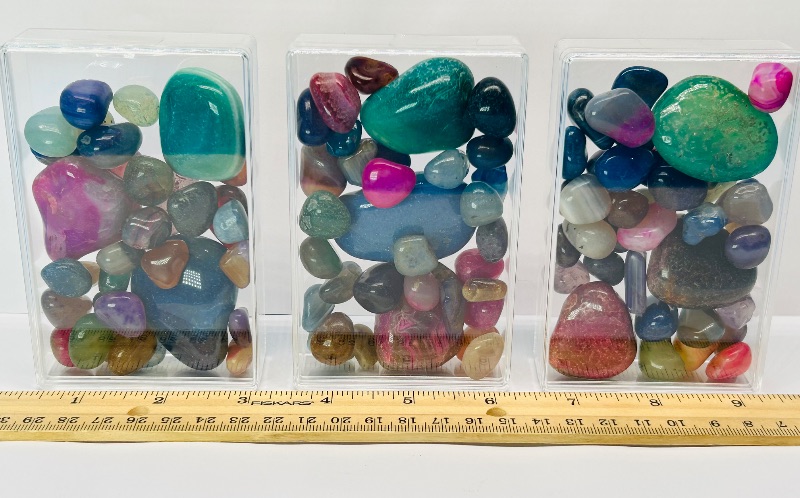 Photo 1 of 165718…3 small cases of polished rock pebbles 4.5” x 2.5”