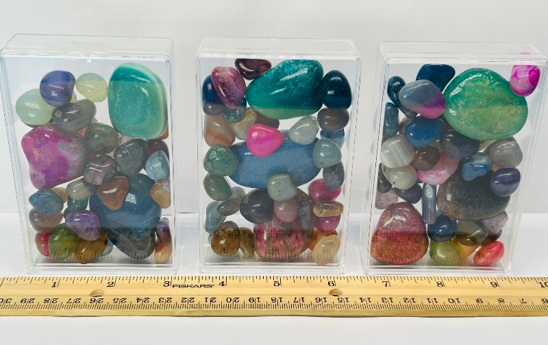 Photo 1 of 165718…3 small cases of polished rock pebbles 4.5” x 2.5”