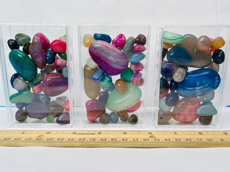 Photo 1 of 165719… 3 small cases of polished rock pebbles 4.5” x 2.5”