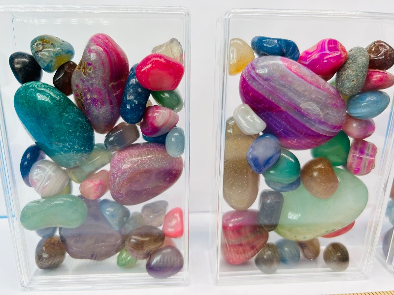 Photo 1 of 165719… 3 small cases of polished rock pebbles 4.5” x 2.5”
