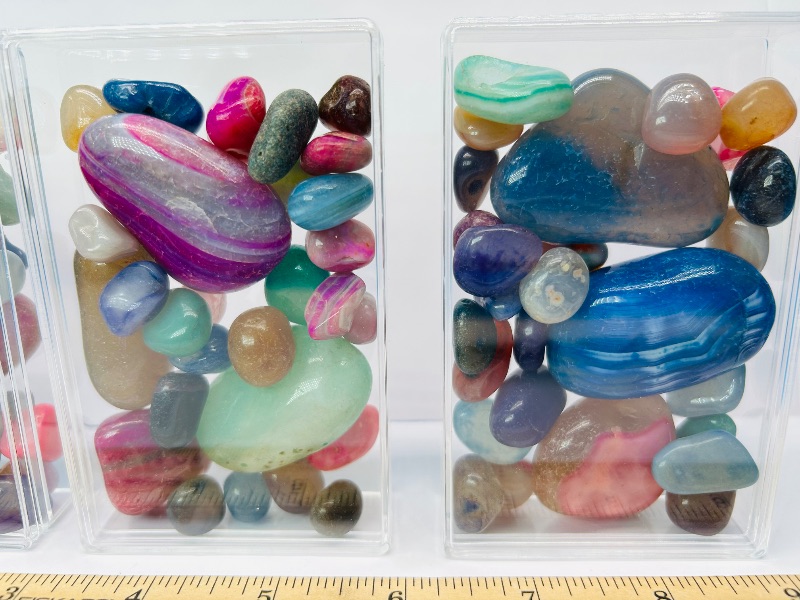 Photo 1 of 165719… 3 small cases of polished rock pebbles 4.5” x 2.5”