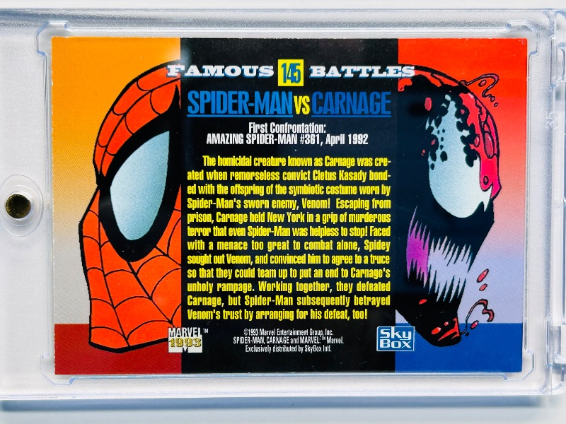 Photo 1 of 165751…Spider-Man vs. Carnage card 145 in hard plastic case