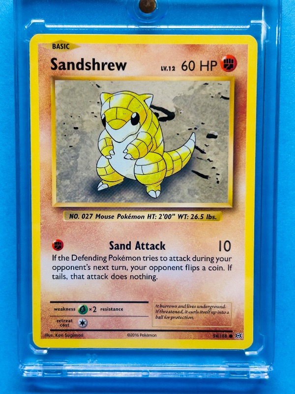 Photo 1 of 165759…Sandshrew Pokémon card in hard plastic case