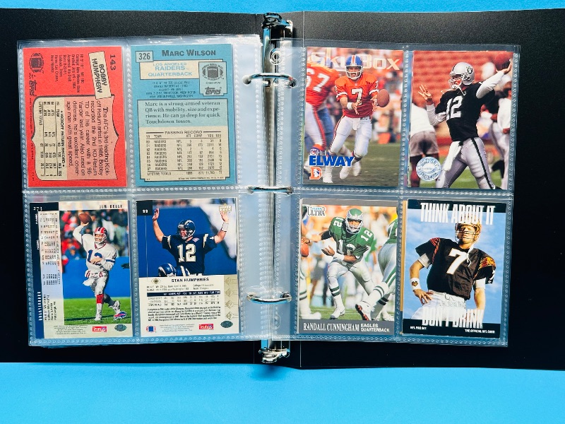 Photo 1 of 165793…final sale no return/refund-72 mixed football quarterback cards in binder