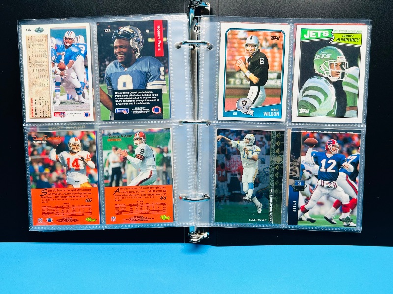 Photo 1 of 165793…final sale no return/refund-72 mixed football quarterback cards in binder