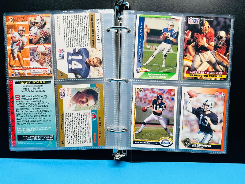 Photo 1 of 165793…final sale no return/refund-72 mixed football quarterback cards in binder