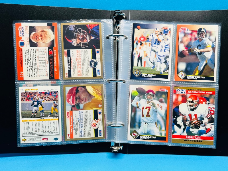 Photo 1 of 165793…final sale no return/refund-72 mixed football quarterback cards in binder