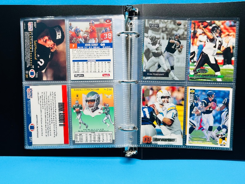 Photo 1 of 165793…final sale no return/refund-72 mixed football quarterback cards in binder