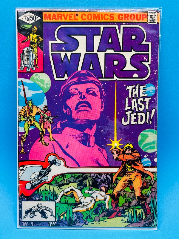Photo 1 of 165800… vintage Star Wars comic 49 in plastic sleeve - wear from age
