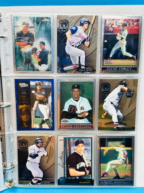 Photo 1 of 165819… final sale no return refund-90 mixed refractor, chrome, foil baseball cards in binder