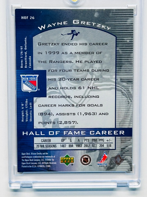 Photo 1 of 165848…chrome Wayne Gretzky card HOF 26 in hard plastic case 