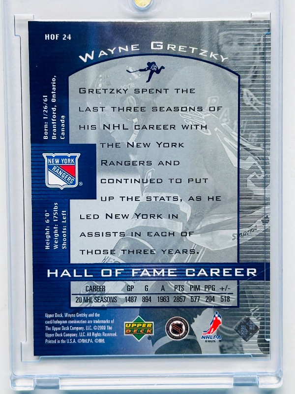 Photo 1 of 165854…  Wayne Gretzky card HOF 24 in hard plastic case 