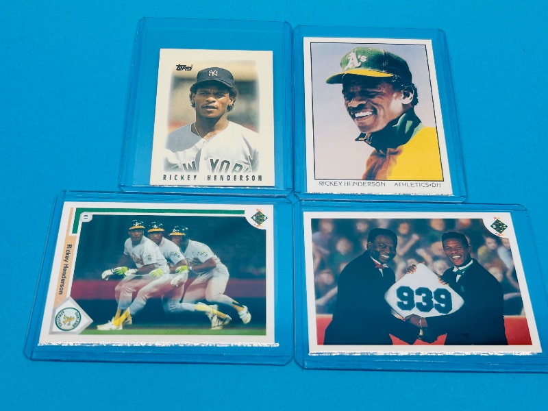 Photo 1 of 165868…4 Rickey Henderson  cards in hard plastic sleeves 