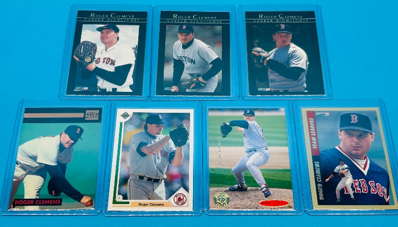 Photo 1 of 165870…7 Roger Clemens  cards in hard plastic sleeves 